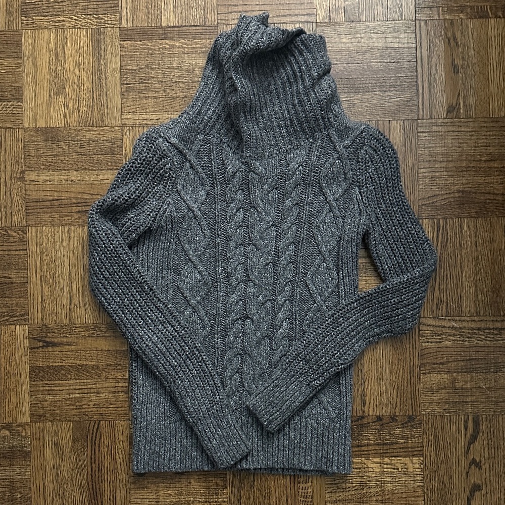 Charcoal Cable Knit Turtleneck Sweater
